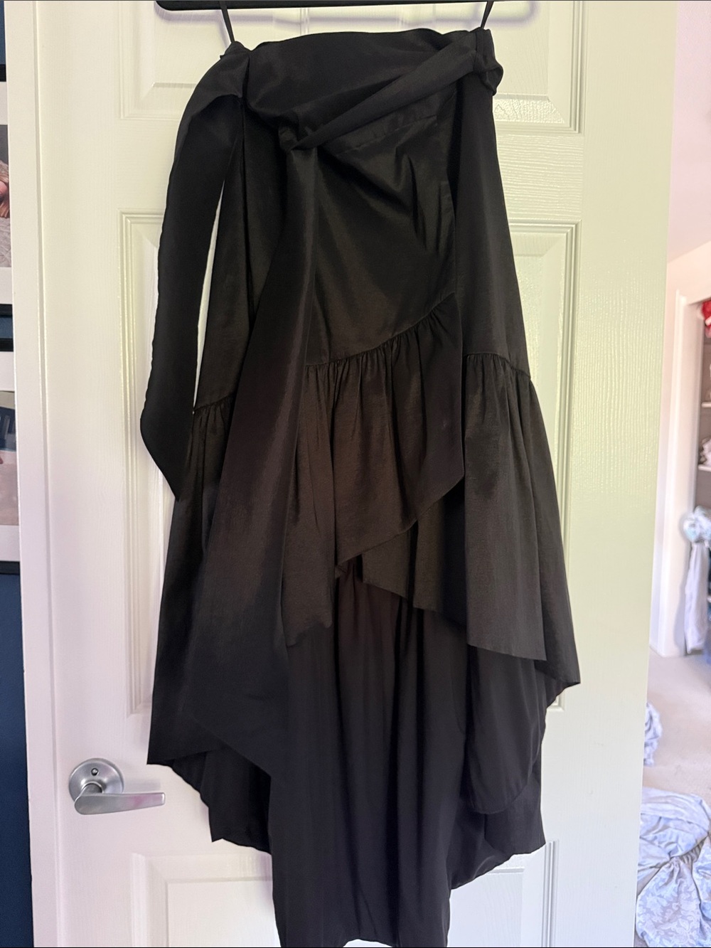 Eliza J Black Satin Dress with Label Detail